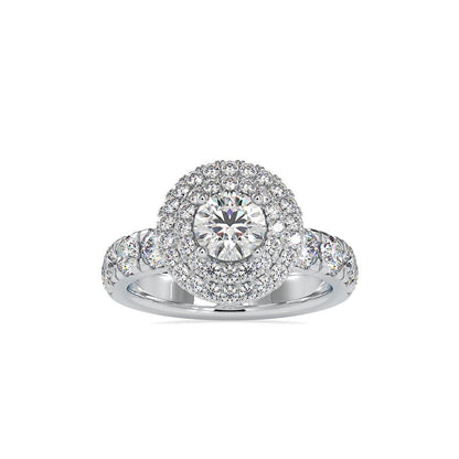 Vintage Round Duet Halo Engagement Ring
