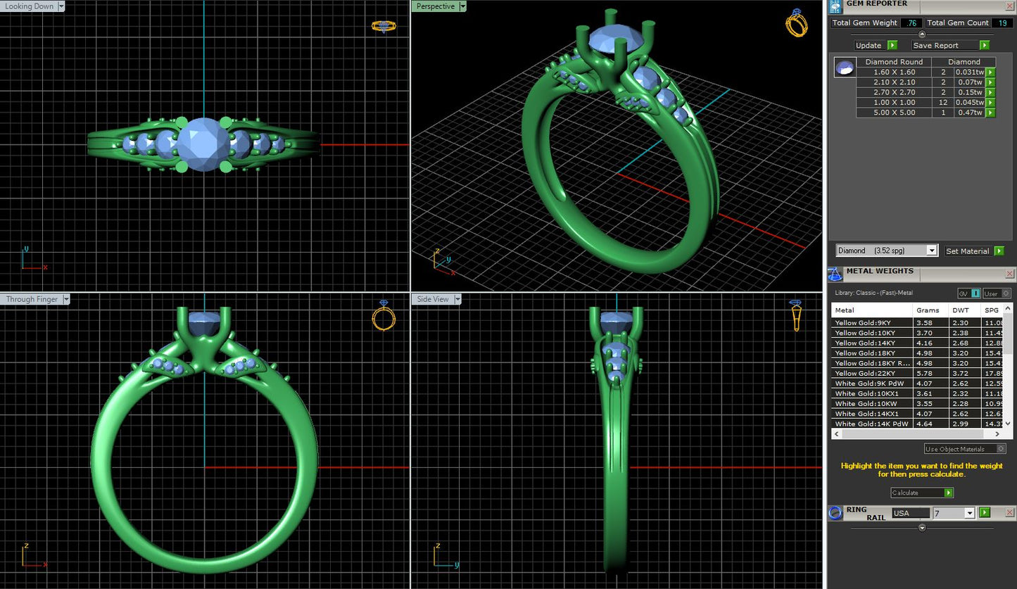 4 Duet Prongs Vintage Diamond Engagement Ring