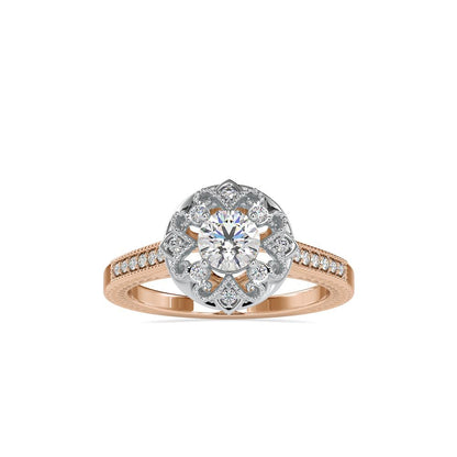 Round Vintage Halo Hand Crafted Engagement Ring