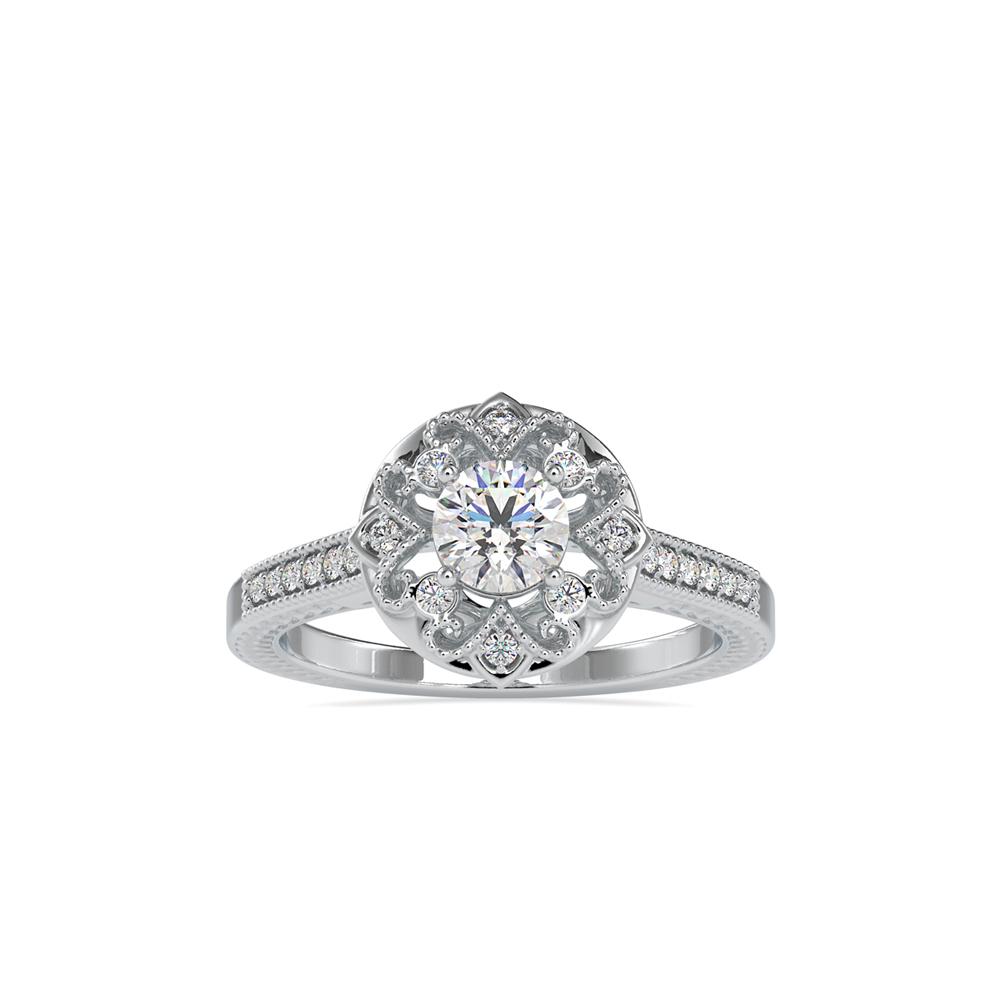 Round Vintage Halo Hand Crafted Engagement Ring