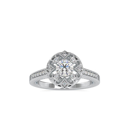 Round Vintage Halo Hand Crafted Engagement Ring