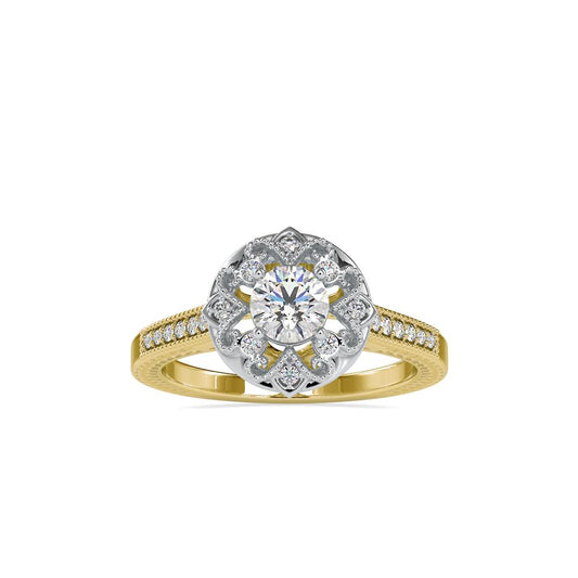 Round Vintage Halo Hand Crafted Engagement Ring