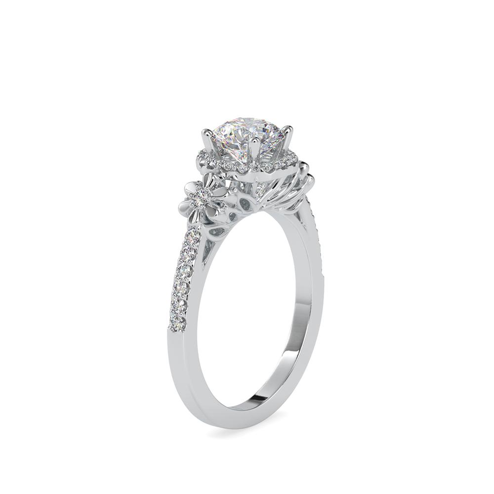 Fancy Flower Halo Diamond Engagement Ring