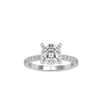 Cushion 4 Prong Diamond Solitaire Engagement Ring