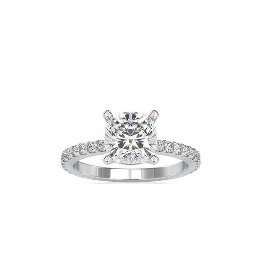 Cushion 4 Prong Diamond Solitaire Engagement Ring