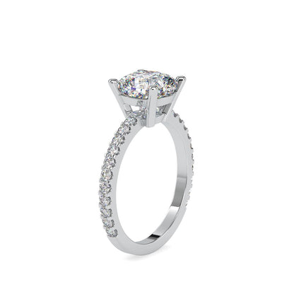 Cushion 4 Prong Diamond Solitaire Engagement Ring