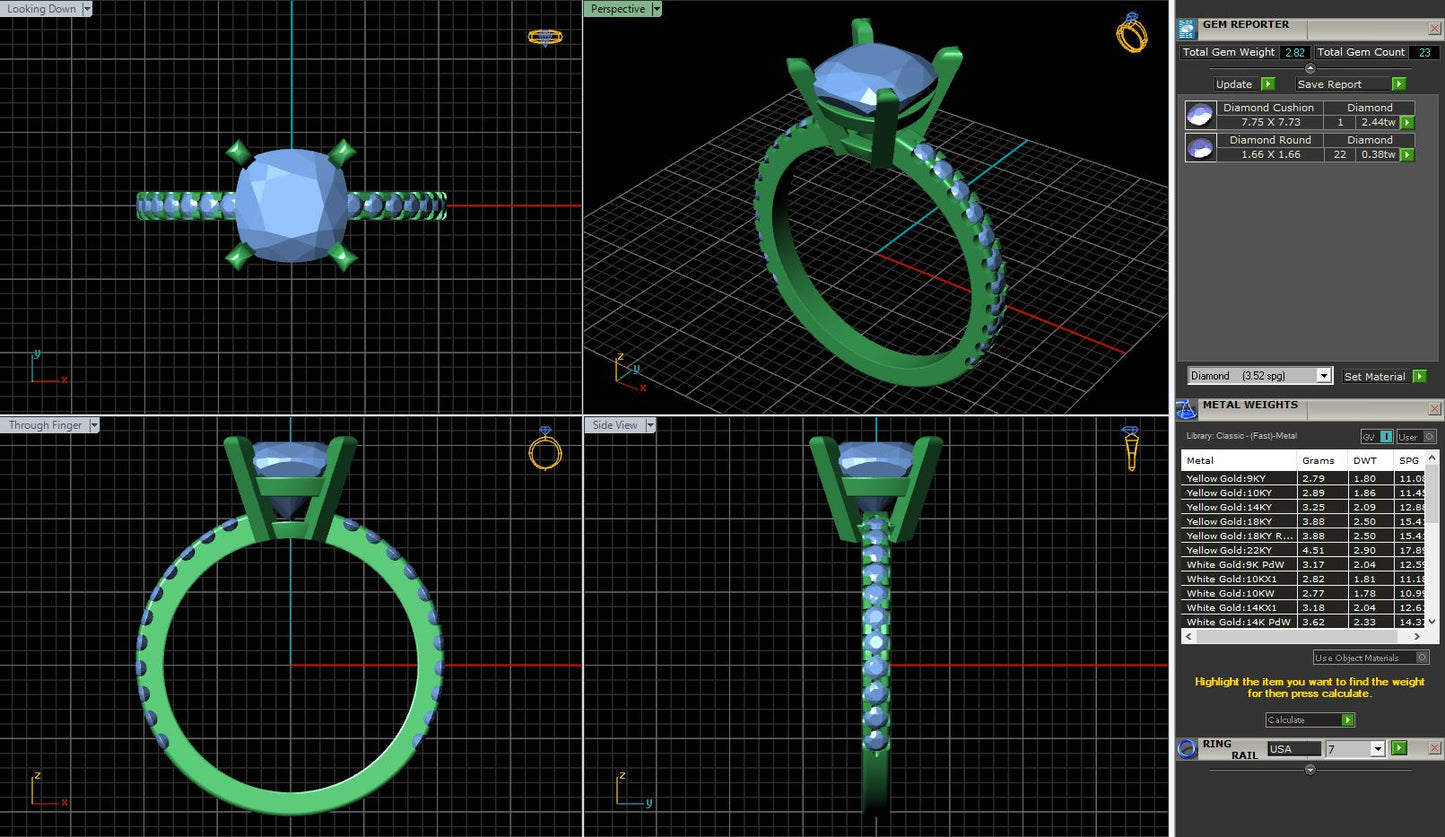 Cushion 4 Prong Diamond Solitaire Engagement Ring