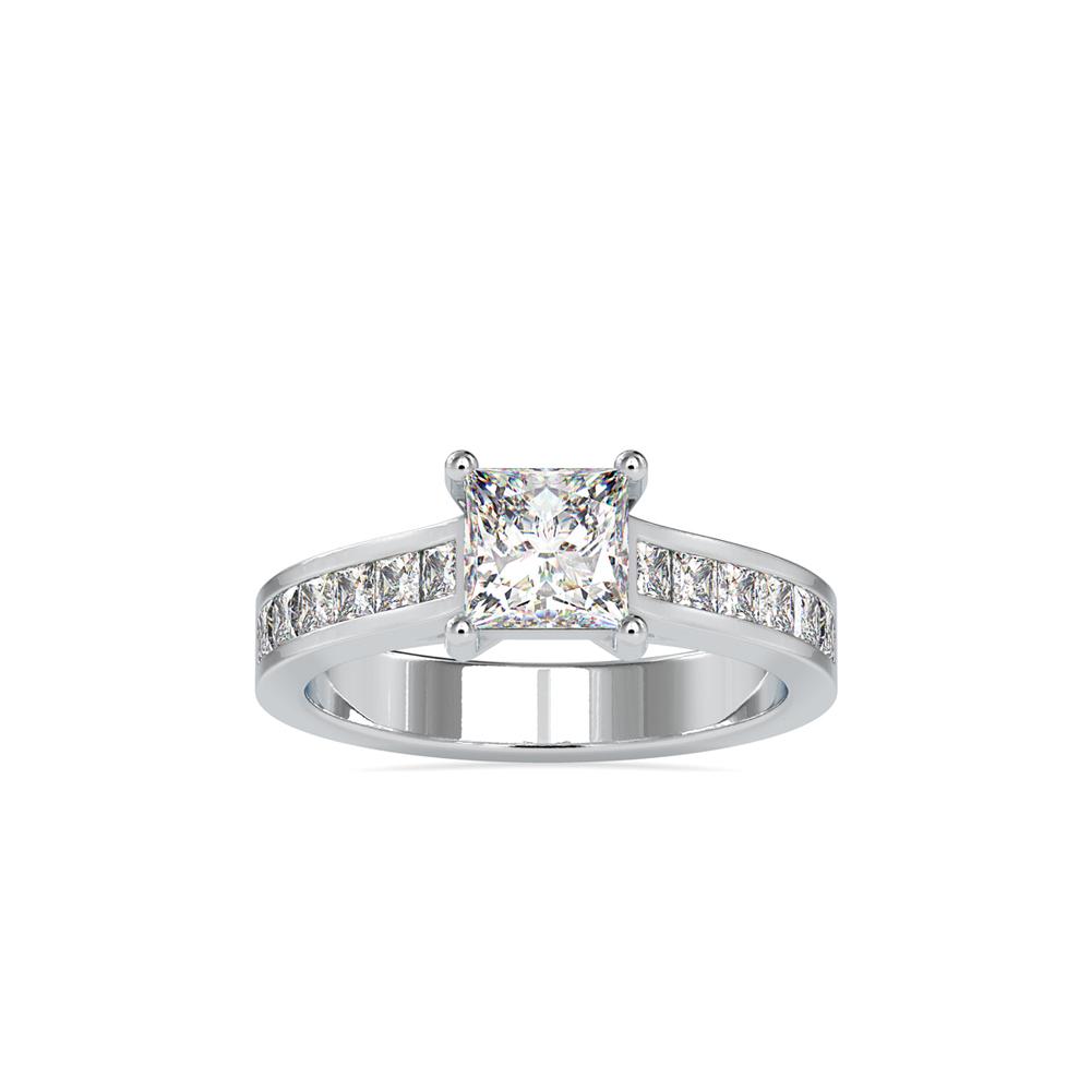 Princess 4 Prong Channel Set Diamond Engagement Ring