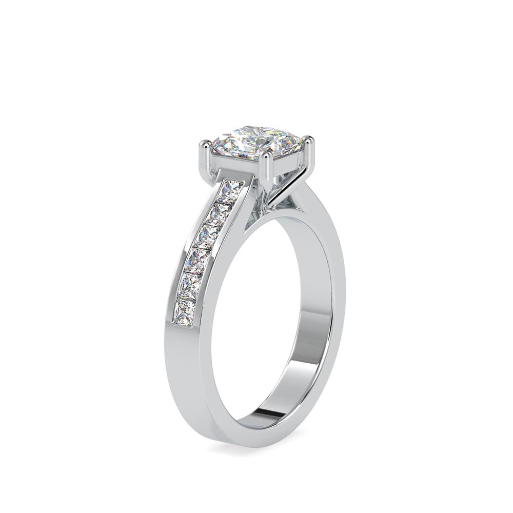 Princess 4 Prong Channel Set Diamond Engagement Ring