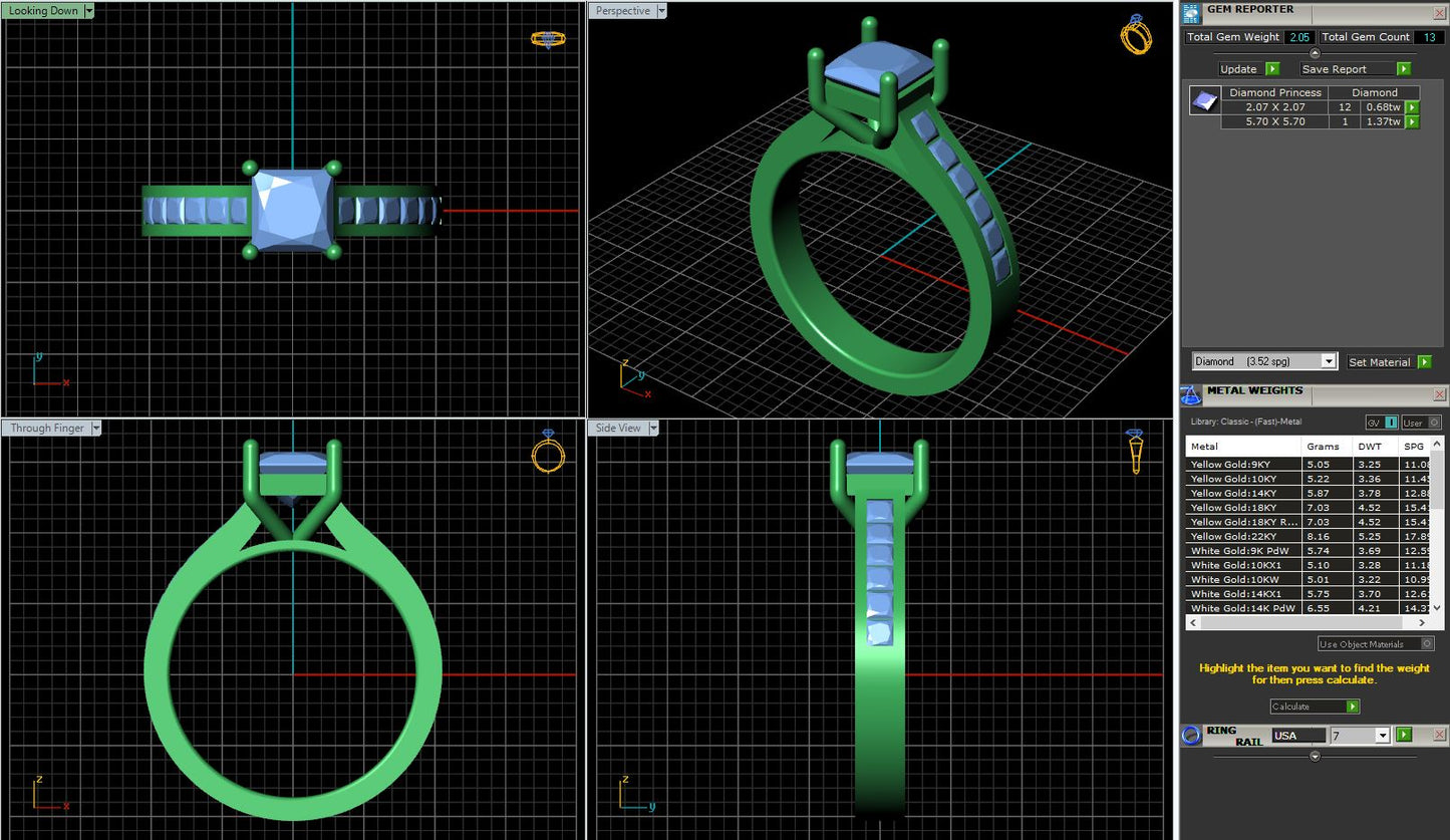 Princess 4 Prong Channel Set Diamond Engagement Ring