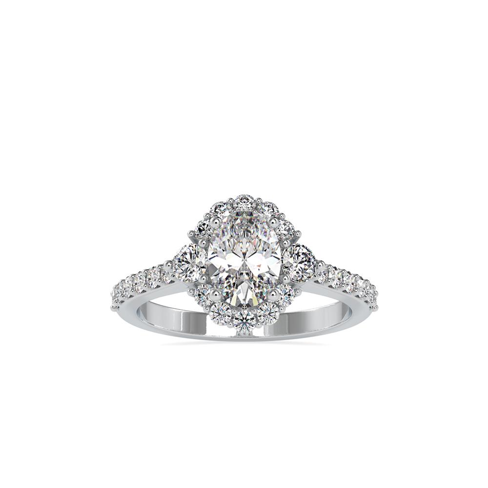 Oval shape Vintage Halo Diamond Engagement Ring
