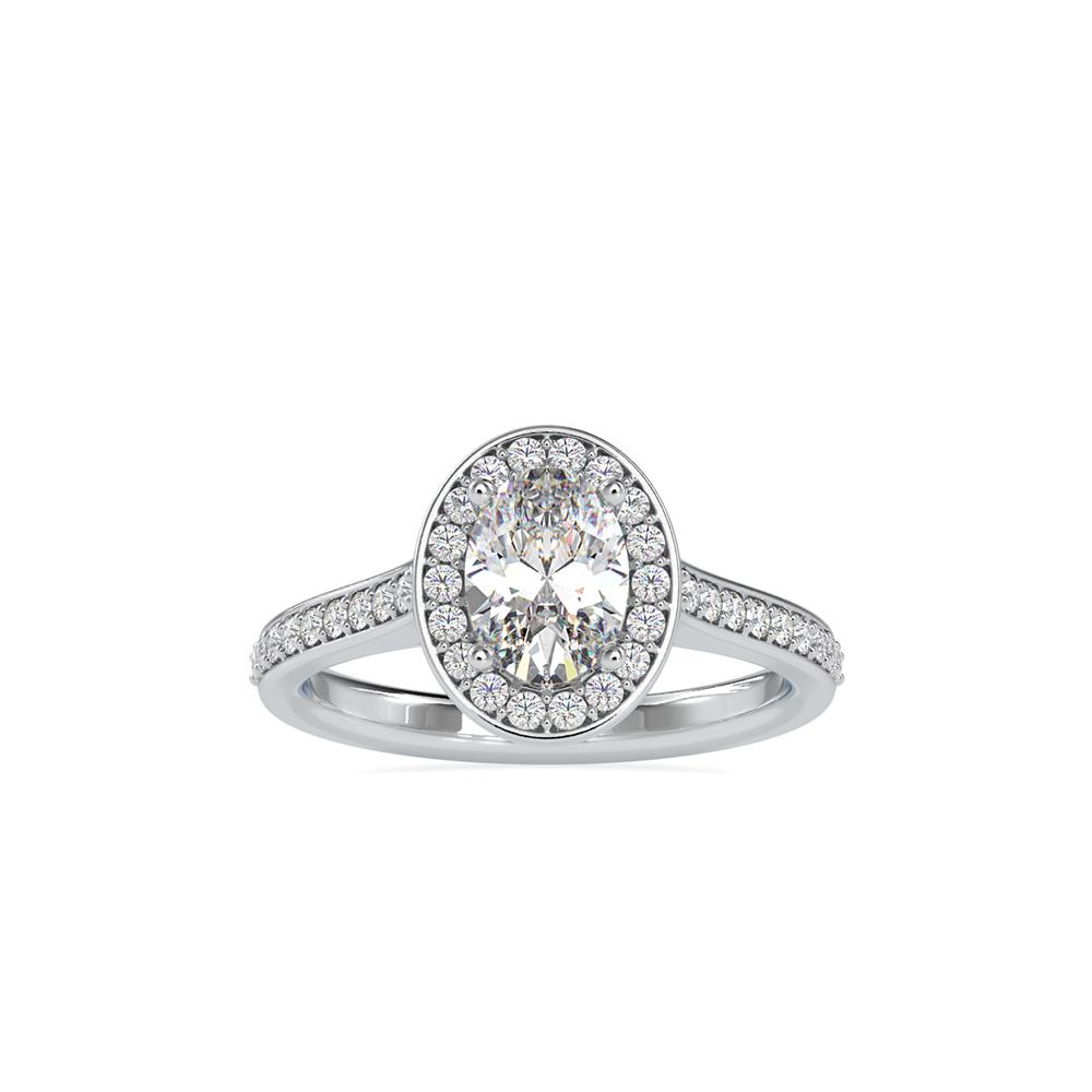 4 Prong Oval Halo Diamond Engagement Ring