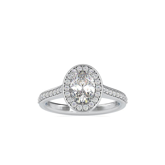 4 Prong Oval Halo Diamond Engagement Ring