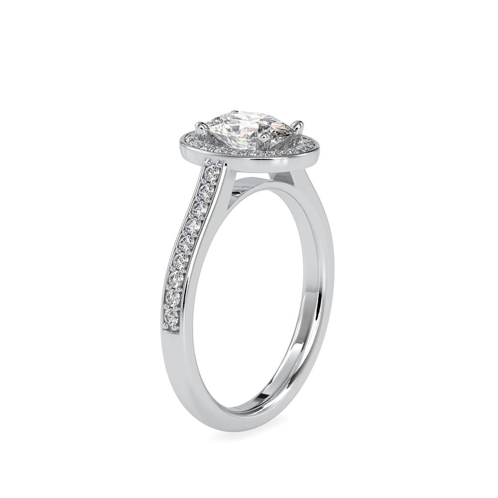 4 Prong Oval Halo Diamond Engagement Ring