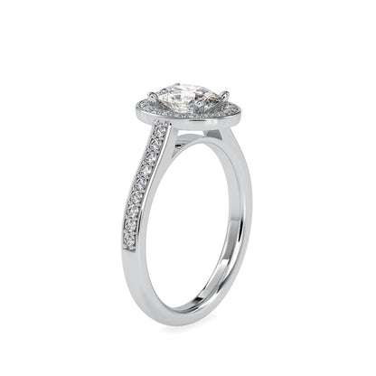 4 Prong Oval Halo Diamond Engagement Ring