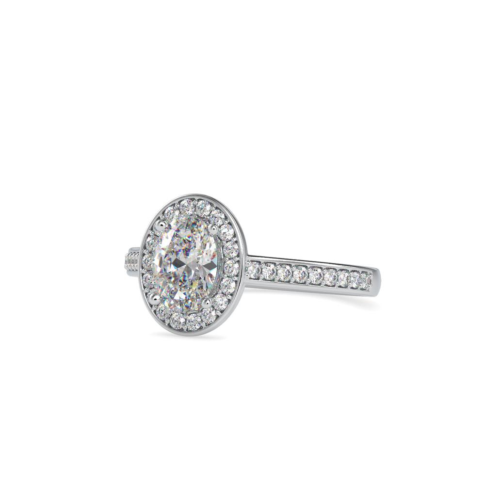 4 Prong Oval Halo Diamond Engagement Ring