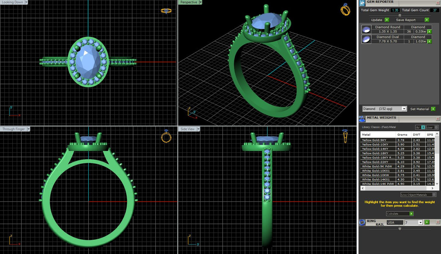 4 Prong Oval Halo Diamond Engagement Ring