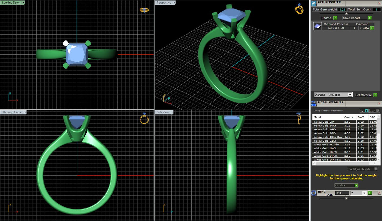 Princess Diamond Tapered Solitaire Engagement Ring