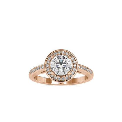 Round Halo Micropave Diamond Enagagement Ring