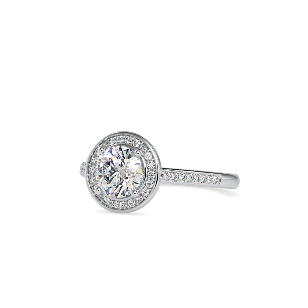 Round Halo Micropave Diamond Enagagement Ring