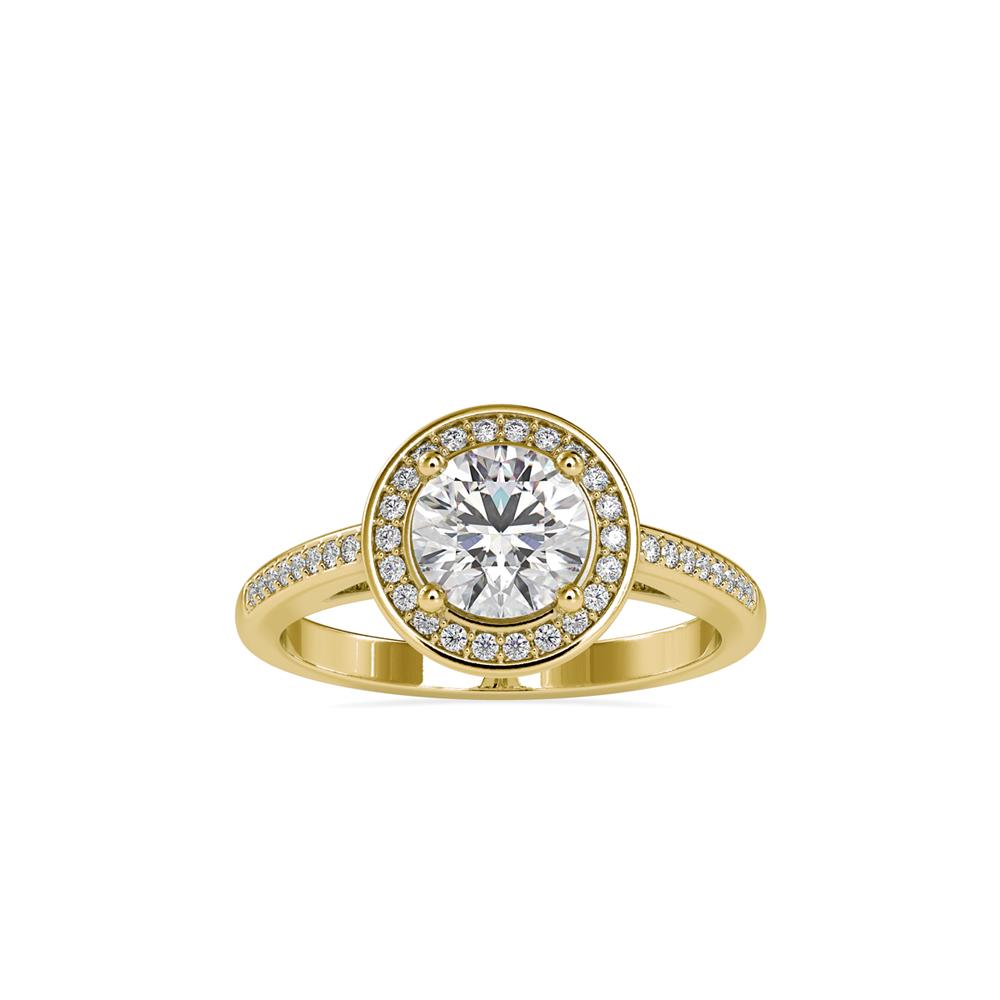 Round Halo Micropave Diamond Enagagement Ring