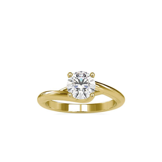 Swirl Bypass Solitaire Diamond Engagement Ring