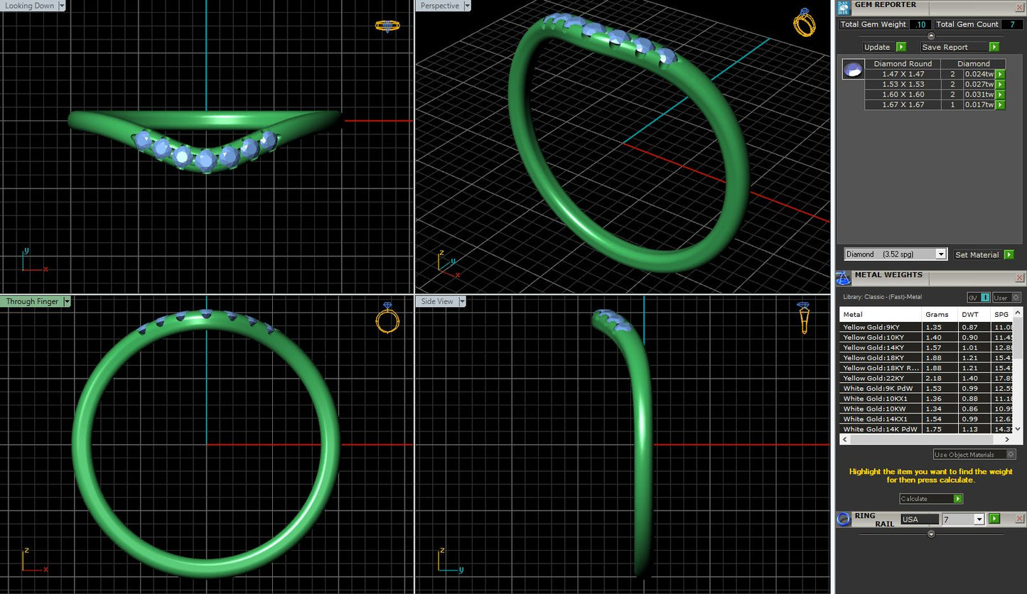 Curved Diamond Wedding Band