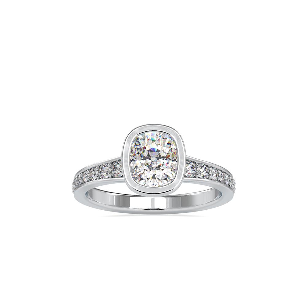 Classiz Bezel Set Cushion Diamond Engagement Ring