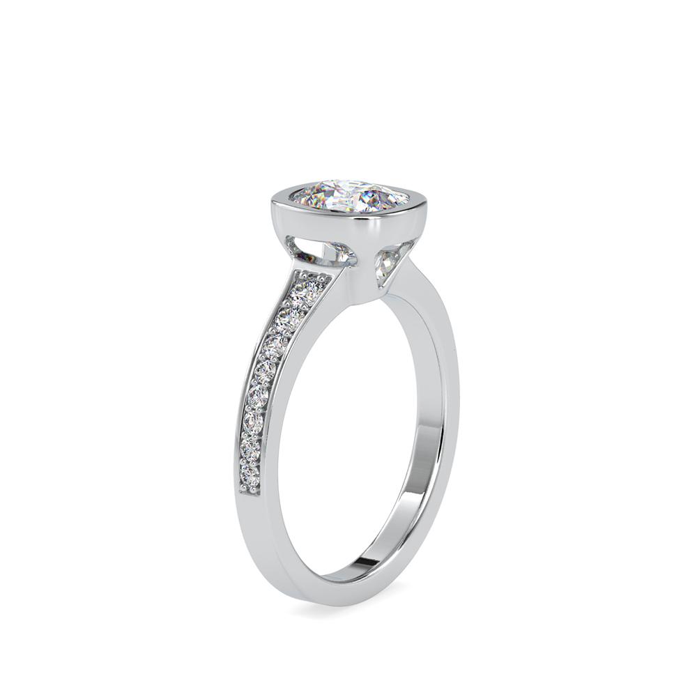 Classiz Bezel Set Cushion Diamond Engagement Ring