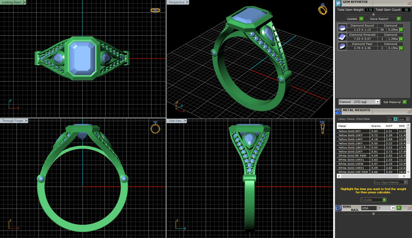 Vintage Emerald Diamond Engagement Ring