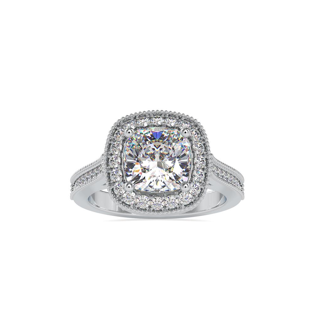 Cushion Halo Channel Set Diamond Engagement Ring