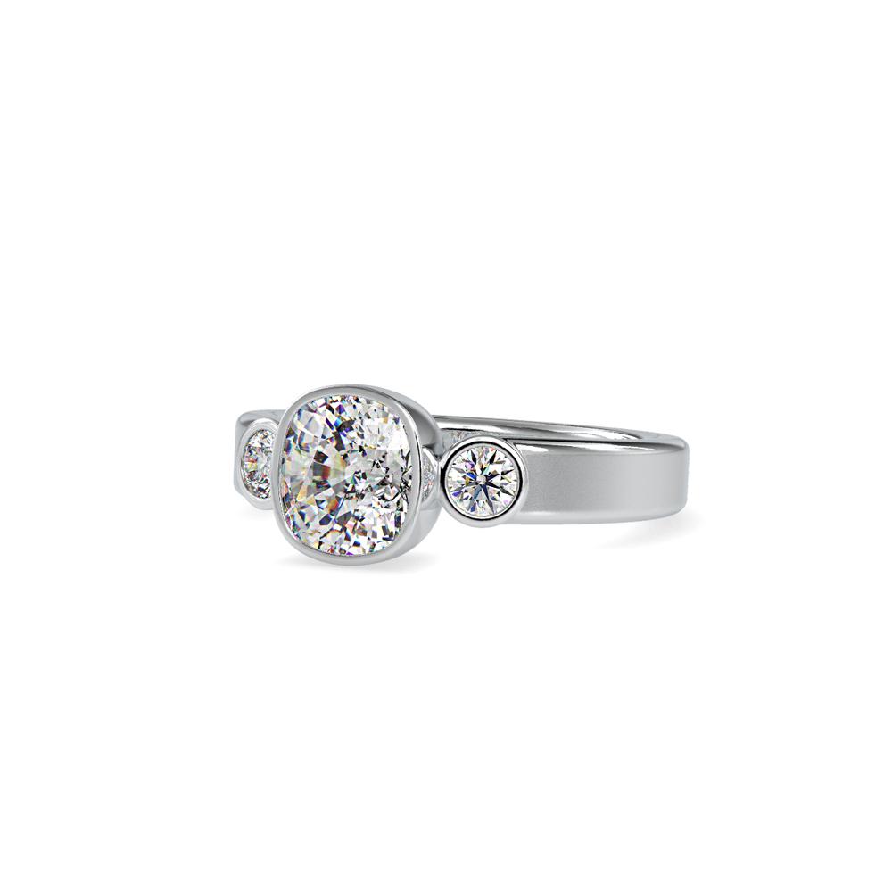 Bezel Set Cushion Diamond Engagement Ring