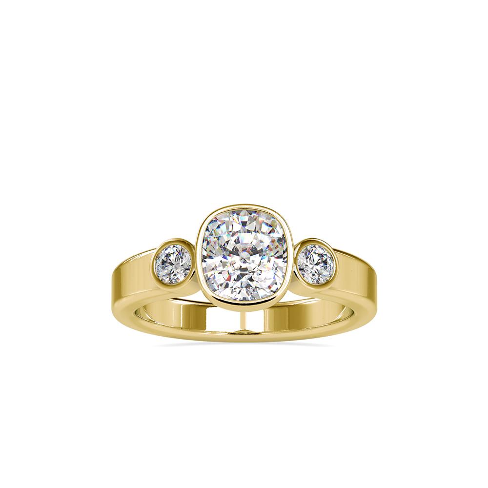 Bezel Set Cushion Diamond Engagement Ring