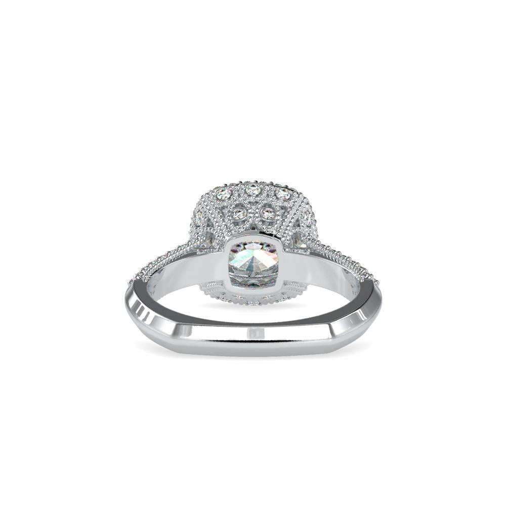 Vintage Cushion Halo Diamond Engagement Ring