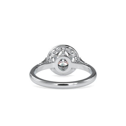 Round Bezel Set Halo Diamond Engagement Ring