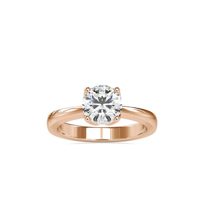 Round Lotus 4 Prong Solitaire Engagement Ring