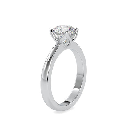 Round Lotus 4 Prong Solitaire Engagement Ring