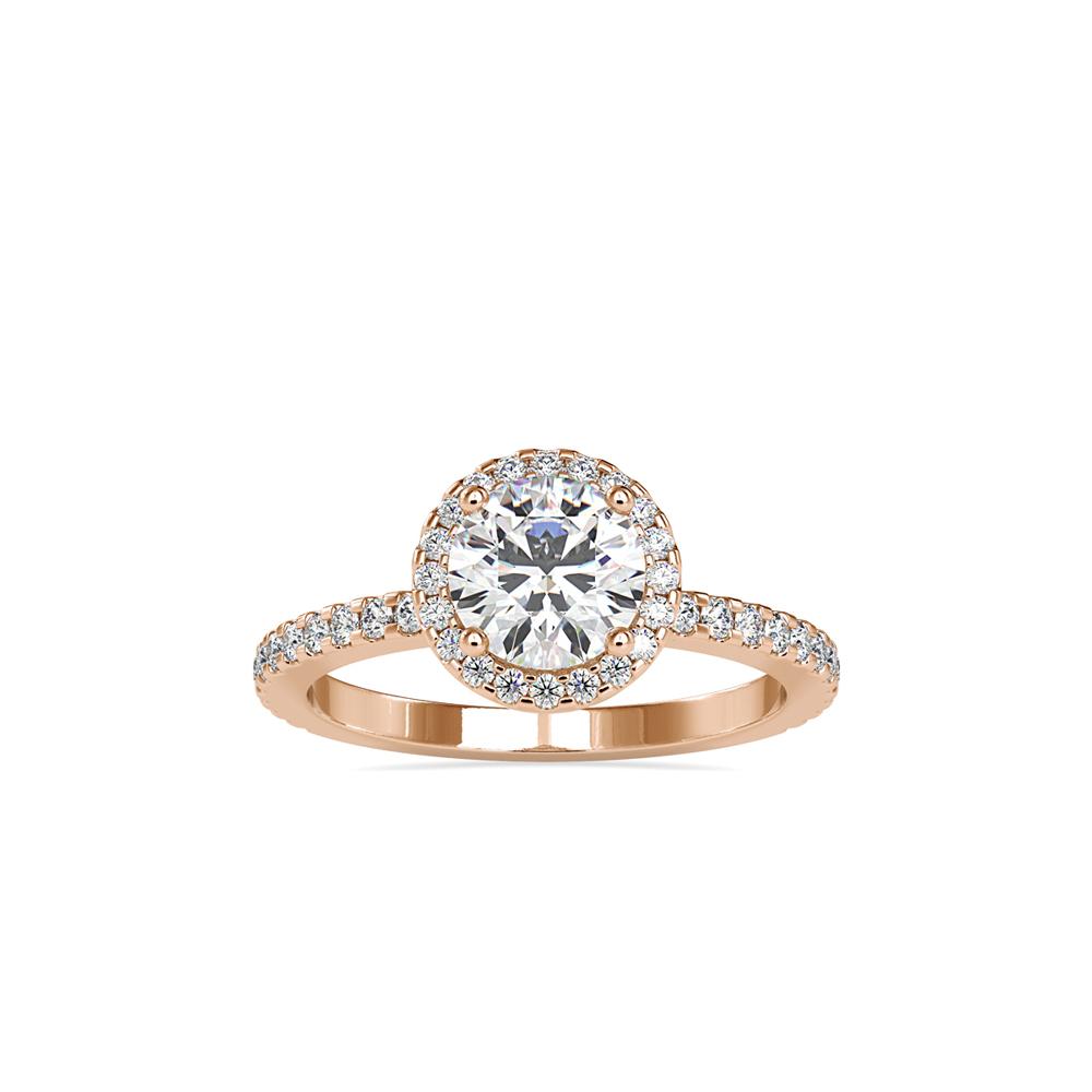 Round Halo French Pave Diamond Engagement Ring