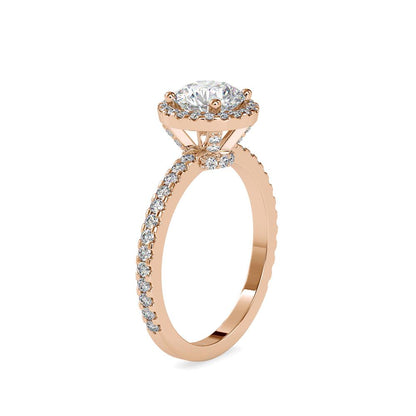 Round Halo French Pave Diamond Engagement Ring