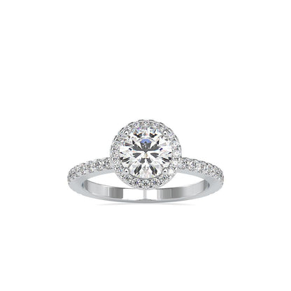 Round Halo French Pave Diamond Engagement Ring