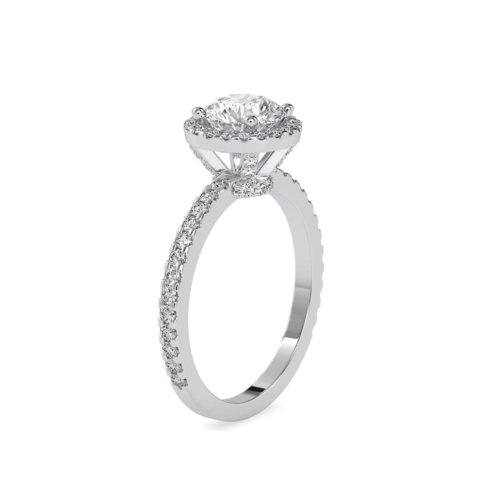Round Halo French Pave Diamond Engagement Ring