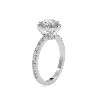 Round Halo French Pave Diamond Engagement Ring