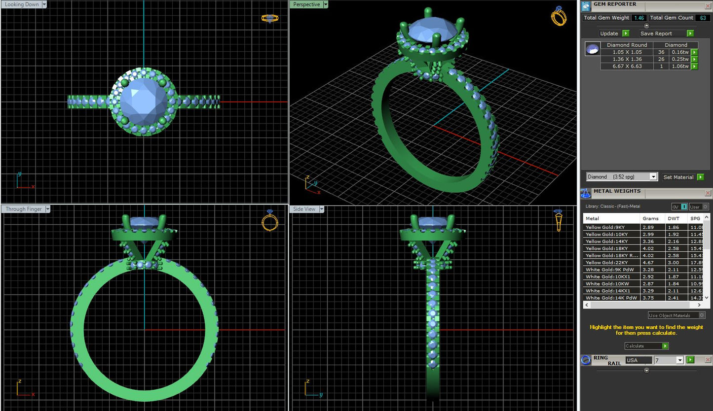 Round Halo French Pave Diamond Engagement Ring