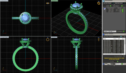 Round Halo French Pave Diamond Engagement Ring