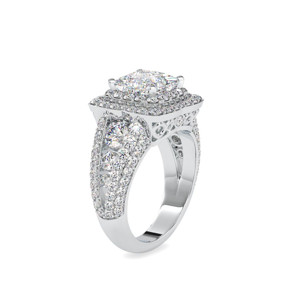 Princess Duet Halo Diamond Engagement Ring