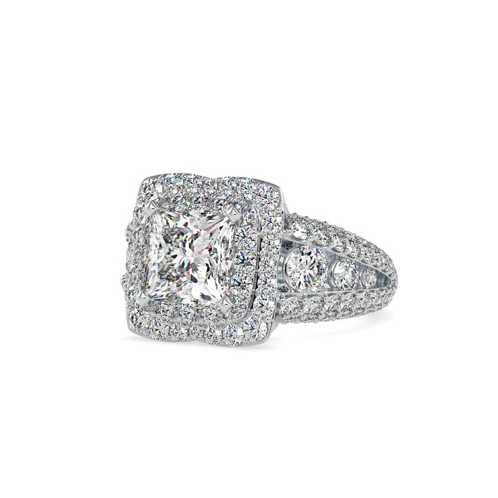 Princess Duet Halo Diamond Engagement Ring