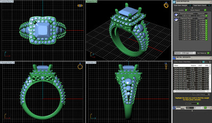 Princess Duet Halo Diamond Engagement Ring