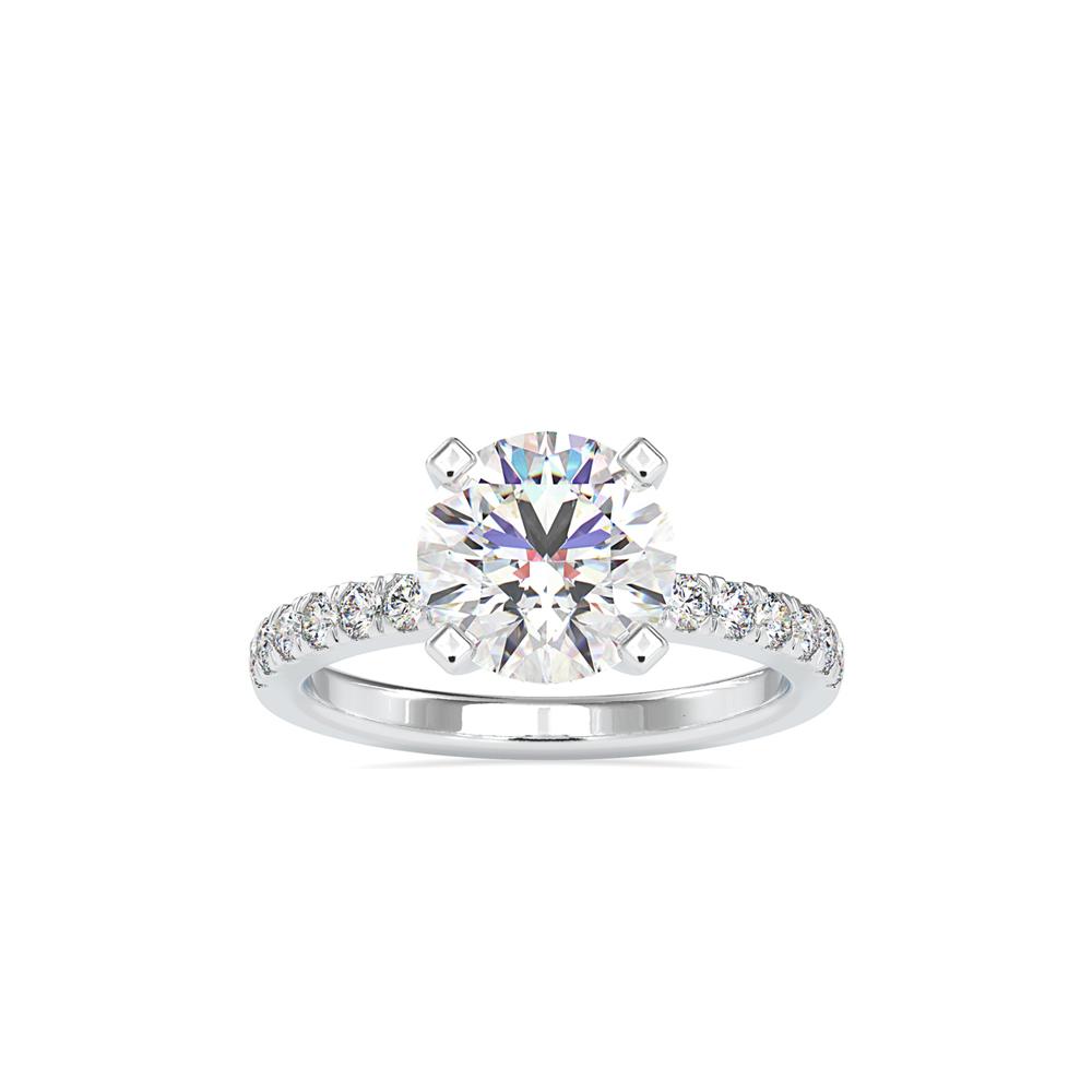 Classic 4 Prong French Pave Diamond Engagement Ring