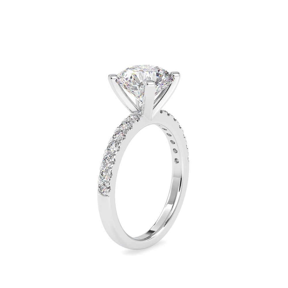 Classic 4 Prong French Pave Diamond Engagement Ring