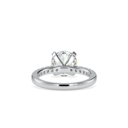 Classic 4 Prong French Pave Diamond Engagement Ring